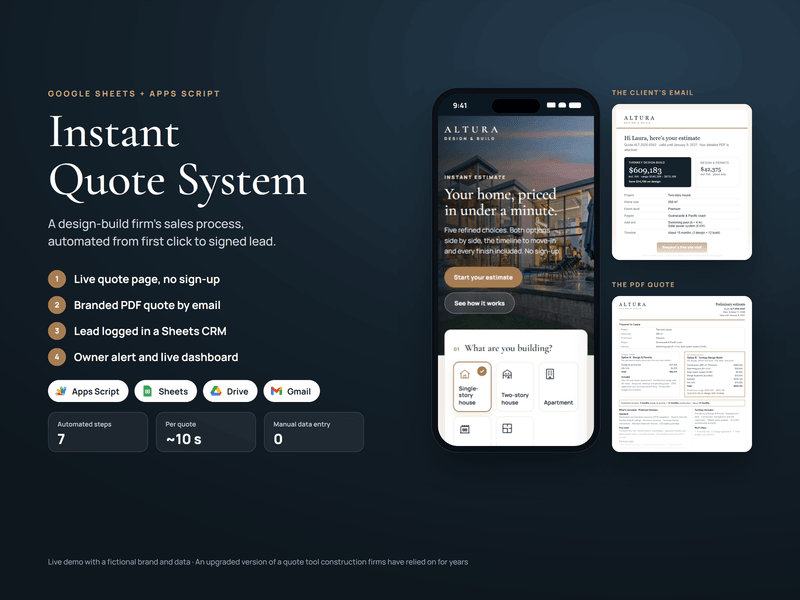 Instant quote system (Google Sheets)